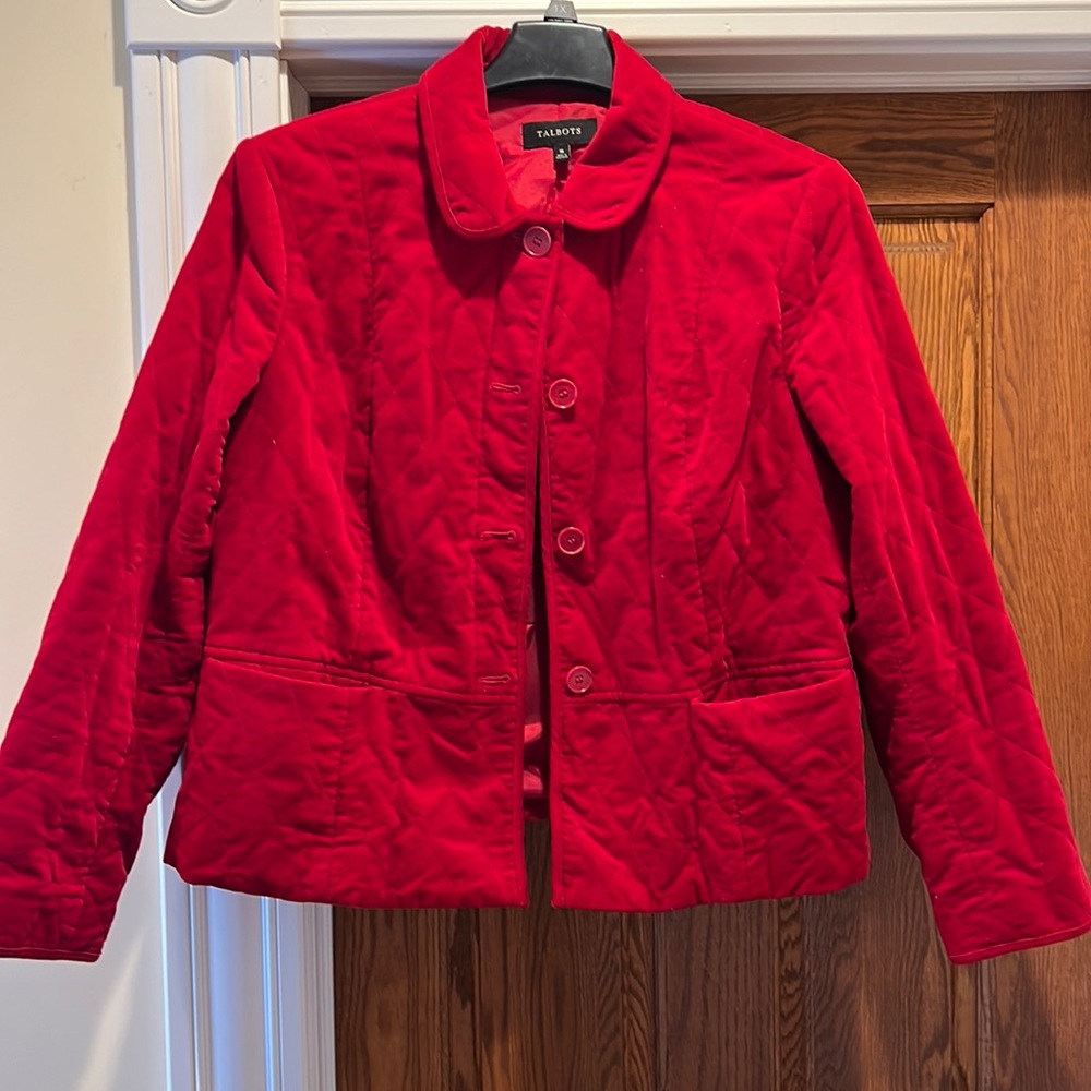 Talbots Bomber Jacket, Velvet, size 16.